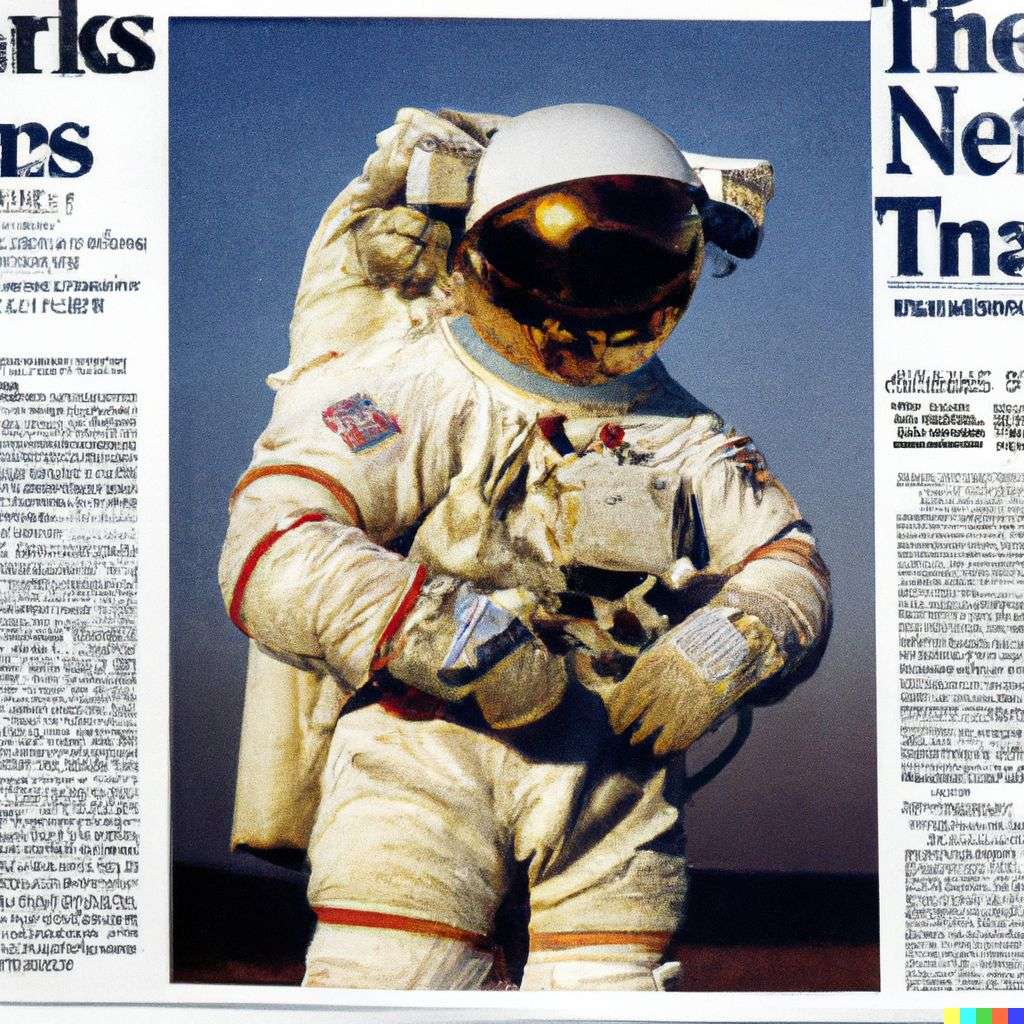 an astronaut, front page of The New York Times, 2000